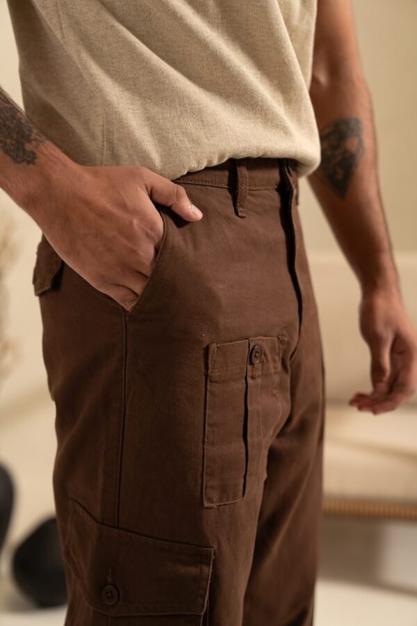 Relaxed Fit Cargo Pants – Brown - Image 3