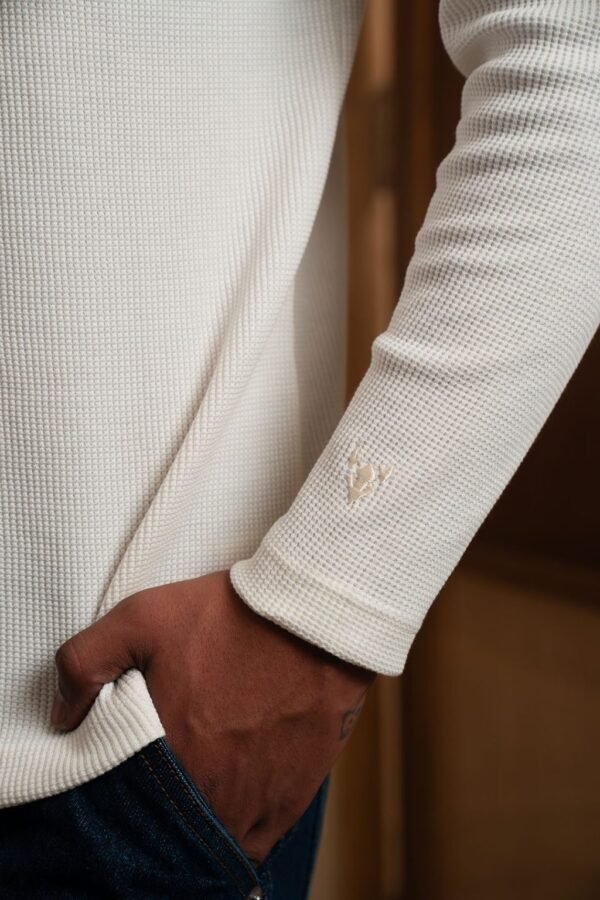 Slim-Fit Henley T-Shirt – Cream - Image 3