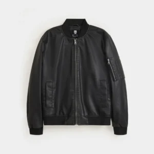 Faded Effect Bomber Jacket