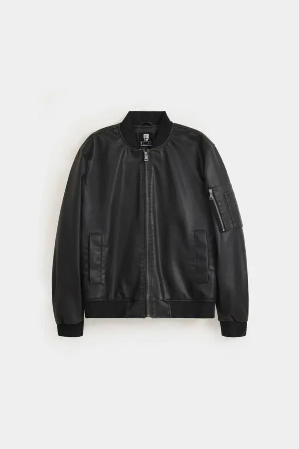 Faded Effect Bomber Jacket