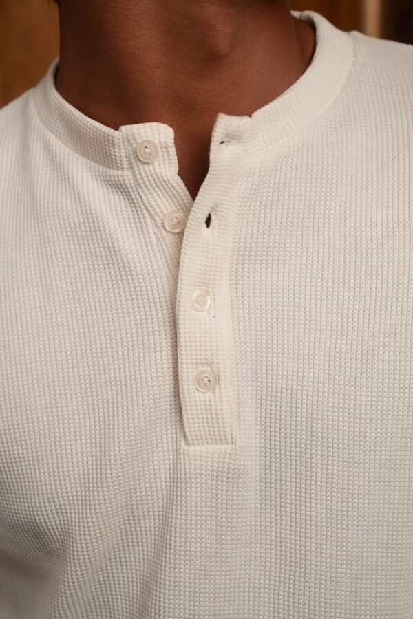 Slim-Fit Henley T-Shirt – Cream - Image 2